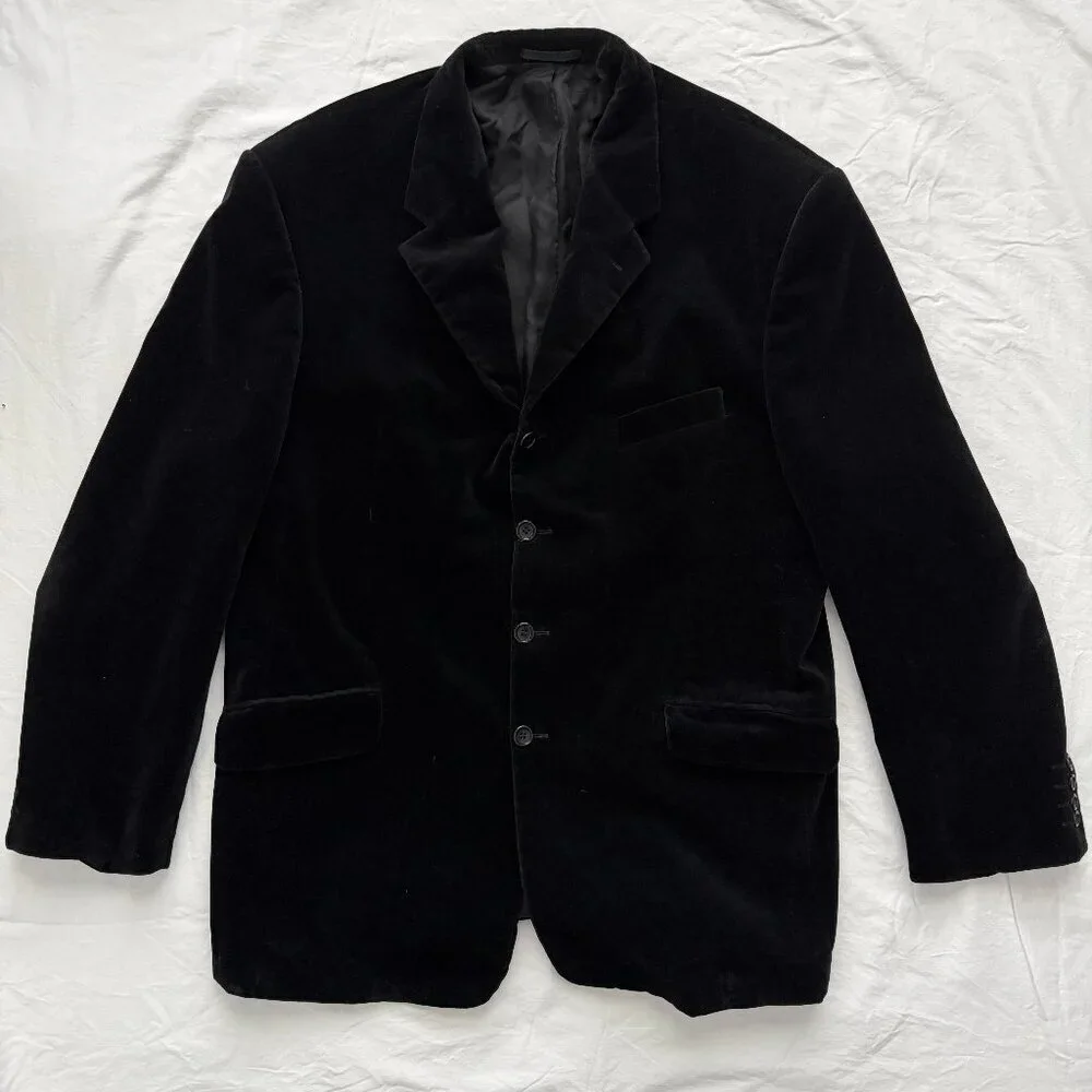 VINTAGE Ciro Citterio Black Velvet Blazer Jacket Large / 42 Reg